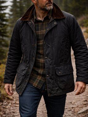 Vintage BARBOUR Beaufort A155 Wax Jacket Parka 97cm / C38  Blue